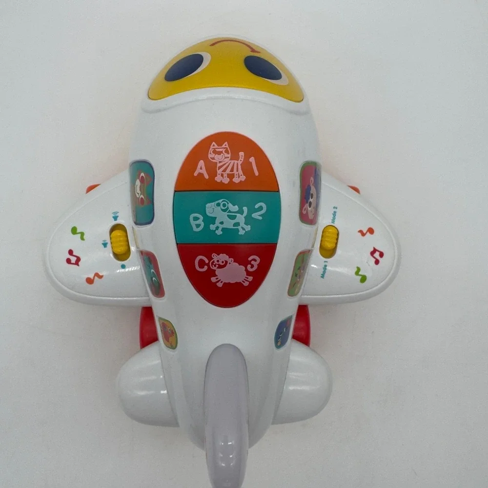 HuiLe Toys Musical Learning Airplane Push Toy Lights Sounds Tested w/ Batteries